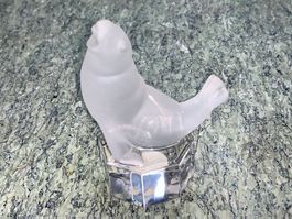 Glasfigur Seehund Kristall Sockel Frostoptik Goebel