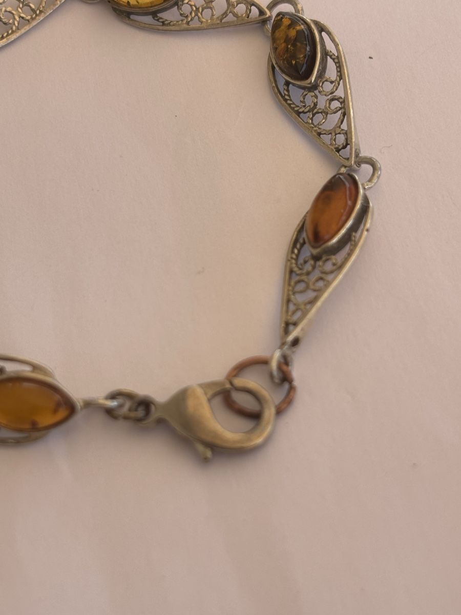 Bracciali & Braccialetti: Armband Silber mit Bernstein  – Usato da Langnau am Albis venduto da flusspflege 1