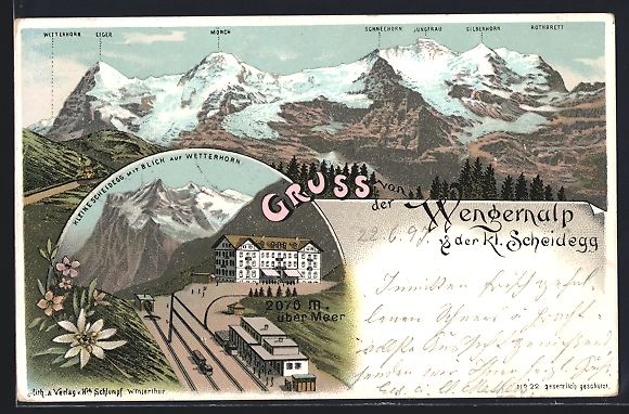 Ansichtskarten: Litho Wengernalp, Kleine Scheidegg mit B – Gebraucht aus Berlin von bartko-reher