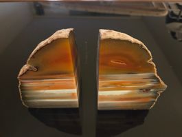 Buchstützen Achat Naturstein orange braun gebraucht