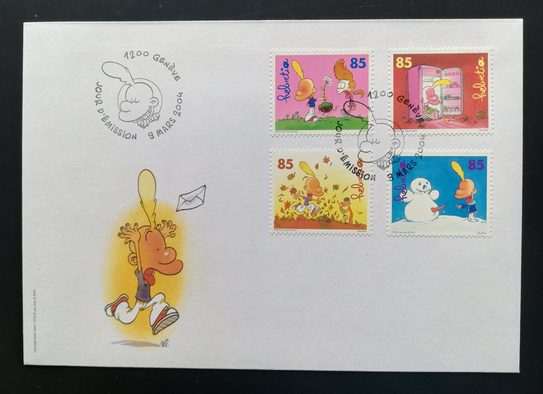 Tutti i francobolli: Schweiz FDC Sondermarken Comics Titeuf, 2004 – Usato da Gümligen venduto da Fairseriver