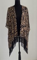 Elegante Schulterjacke/Kimono Gr.M-XL, gold-schwarzes Muster
