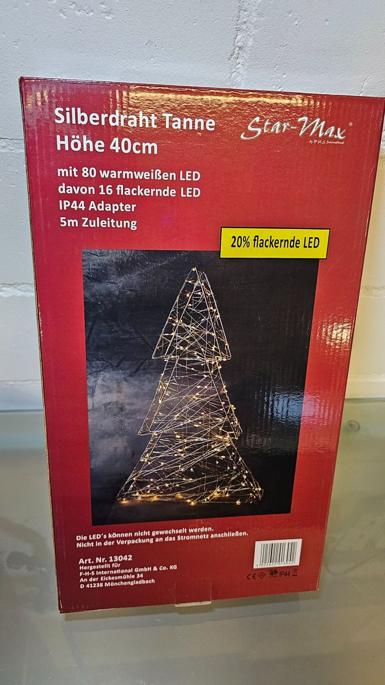 Tutte le decorazioni: LED Silberdraht Tannenbaum 40 cm Star-Max – Nuovo e nell'imballaggio originale da Koppigen venduto da Bracher_Mail-House 1