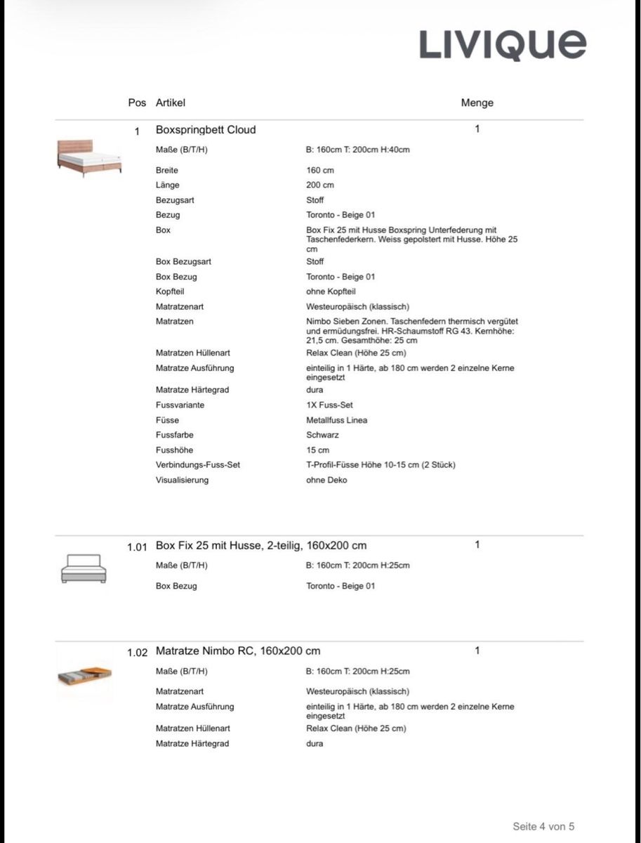 Betten: LIVIQUE Boxspringbett Cloud 160x200 cm mit Matratze – Neu (gemäss Beschreibung) aus Dietikon von sorry.7000 8