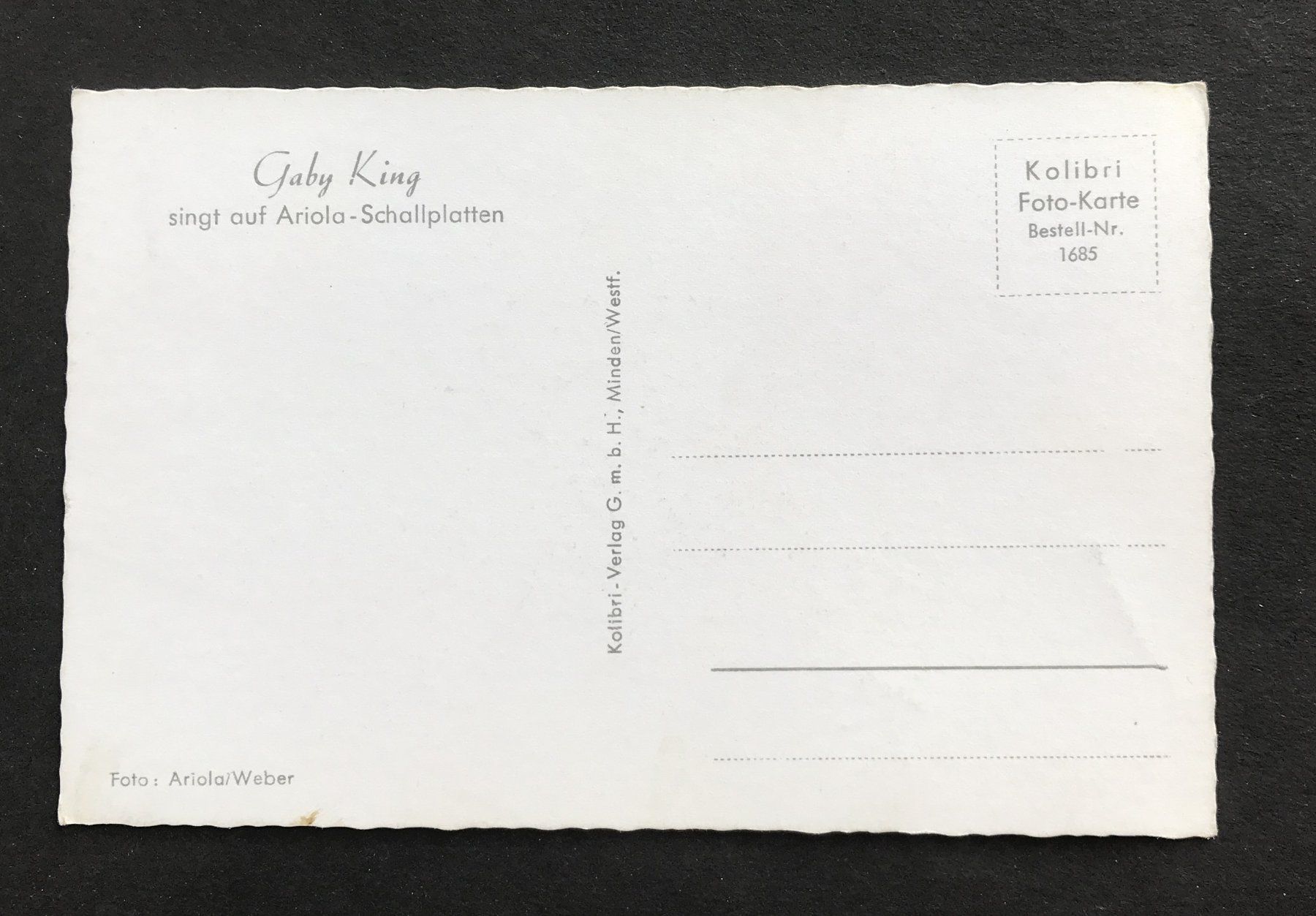 Cartoline postali: ANSICHTSKARTE GABY KING – Usato da Ostermundigen venduto da wini63 1