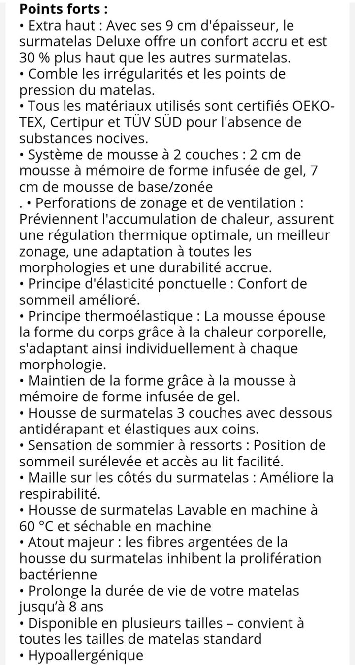 Materassi: Surmatelas Eazzzy deluxe 180x200 – Nuovo (secondo la descrizione) da Sierre venduto da epiney11 3