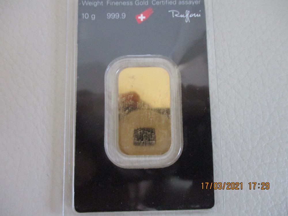 Metalli preziosi: Goldbarren 10 Gramm - Fine Gold 999.9- Zertifiziert – Usato da Liestal venduto da Disc-Point 1