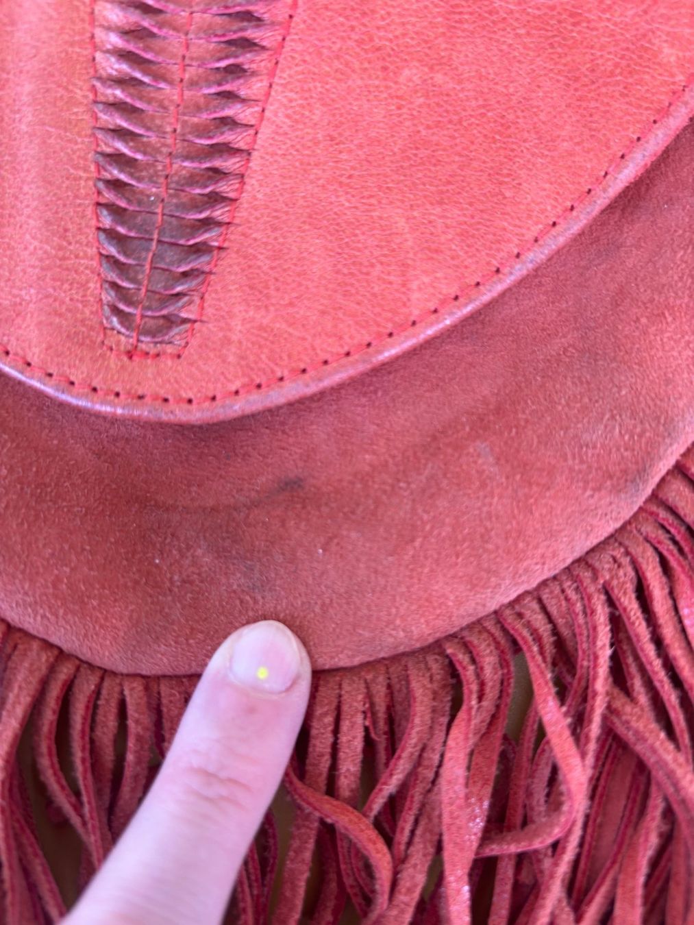 Taschen: Rote Ledertasche im Boho Stil mit Fransen – Gebraucht aus Zürich von missmodernage 3