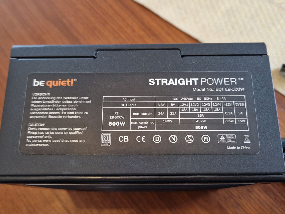 BeQuiet PSU BQT E8-500W (Gebraucht) in Zürich für CHF 19 – mit ...