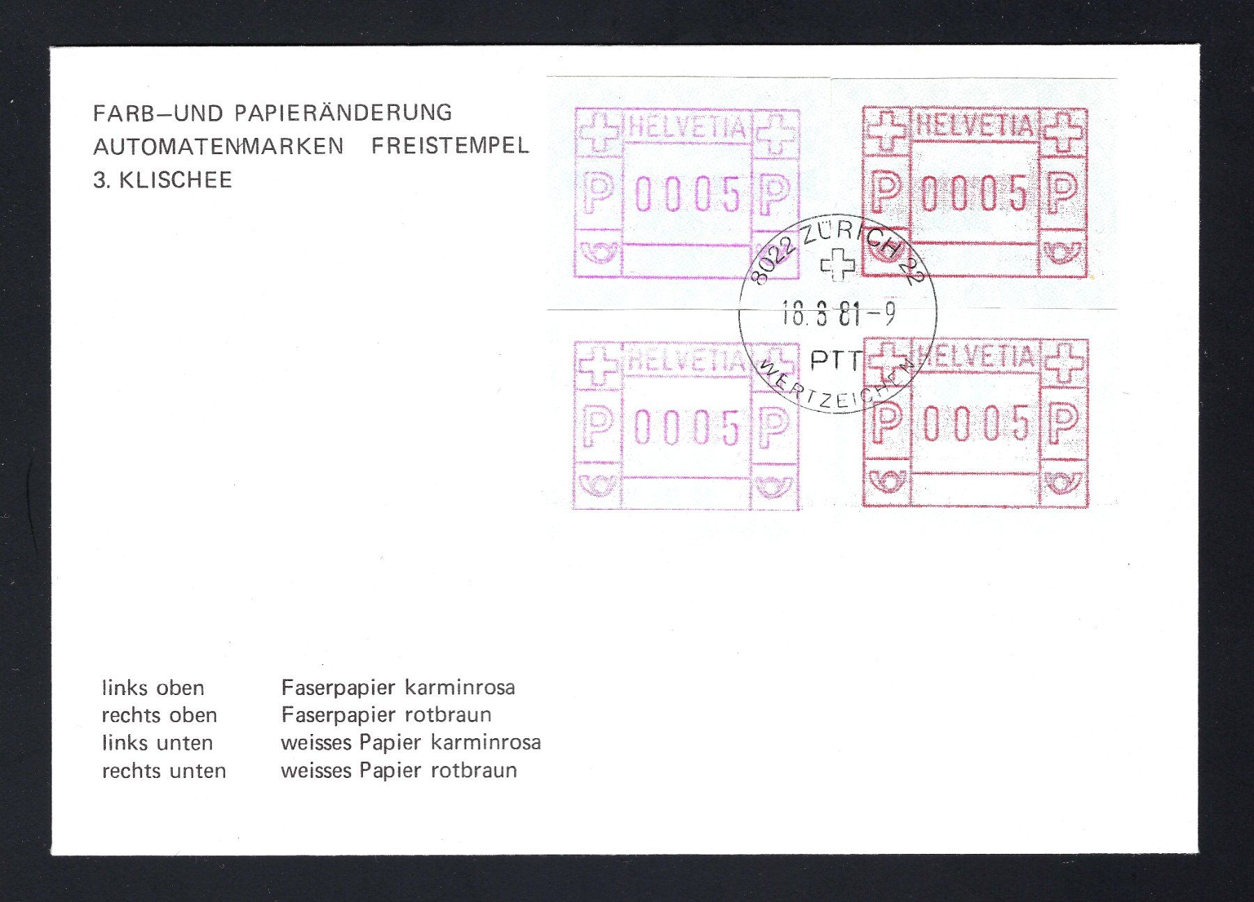 Buste & buste per spedizione: ATM Typ 3 - 6 auf Brief gest. 18.8.81 – Usato da Wädenswil venduto da Passion51