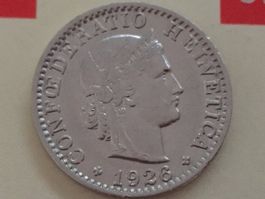 20 Rappen 1926 Ni, -vz, nur 1,5 Mio!