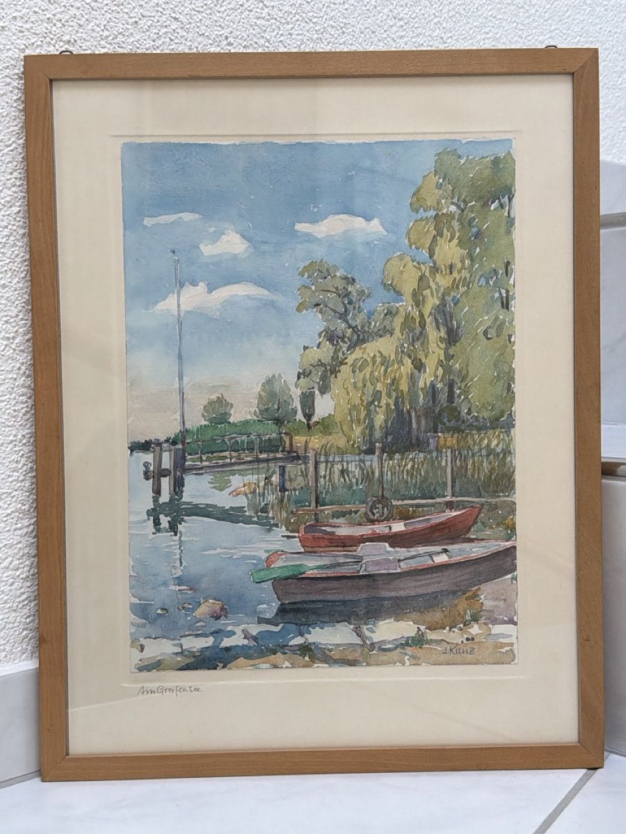 Dipinti: Aquarell am Greifensee, J. Kunz. Gemälde. – Usato da Biberist venduto da Momo33