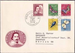 1956, Carlo Madernos Nr. J163-167, auf illustriertem FDC.