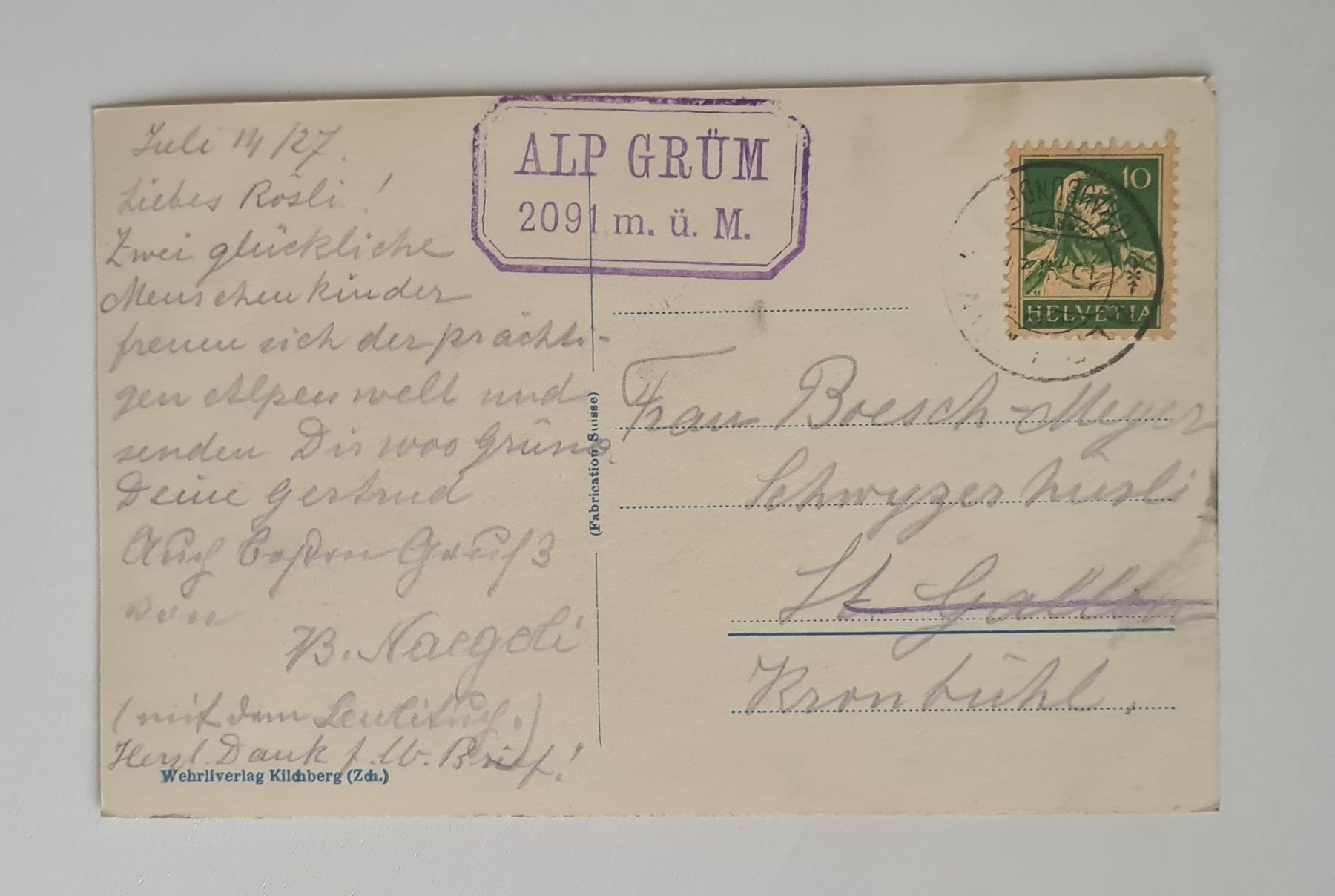 Ansichtskarten: Bernina Hospiz 1927 – Gebraucht aus Ebikon von Donar50 2