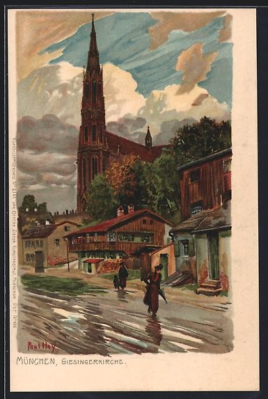 Ansichtskarten: Paul Hey: München, Giesingerkirche bei  – Gebraucht aus Berlin von bartko-reher