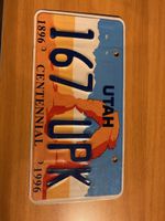Autoschild Utah Centennial 1896-1996 Metall gebraucht