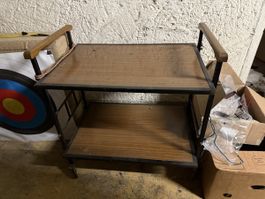 Servierwagen, Teewagen, mit Wärmeplatte, Vintage, Holz, Met