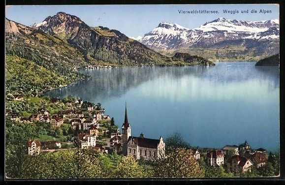 Cartoline postali: Weggis /Vierwaldstättersee, Ortsansicht – Usato da Berlin venduto da bartko-reher
