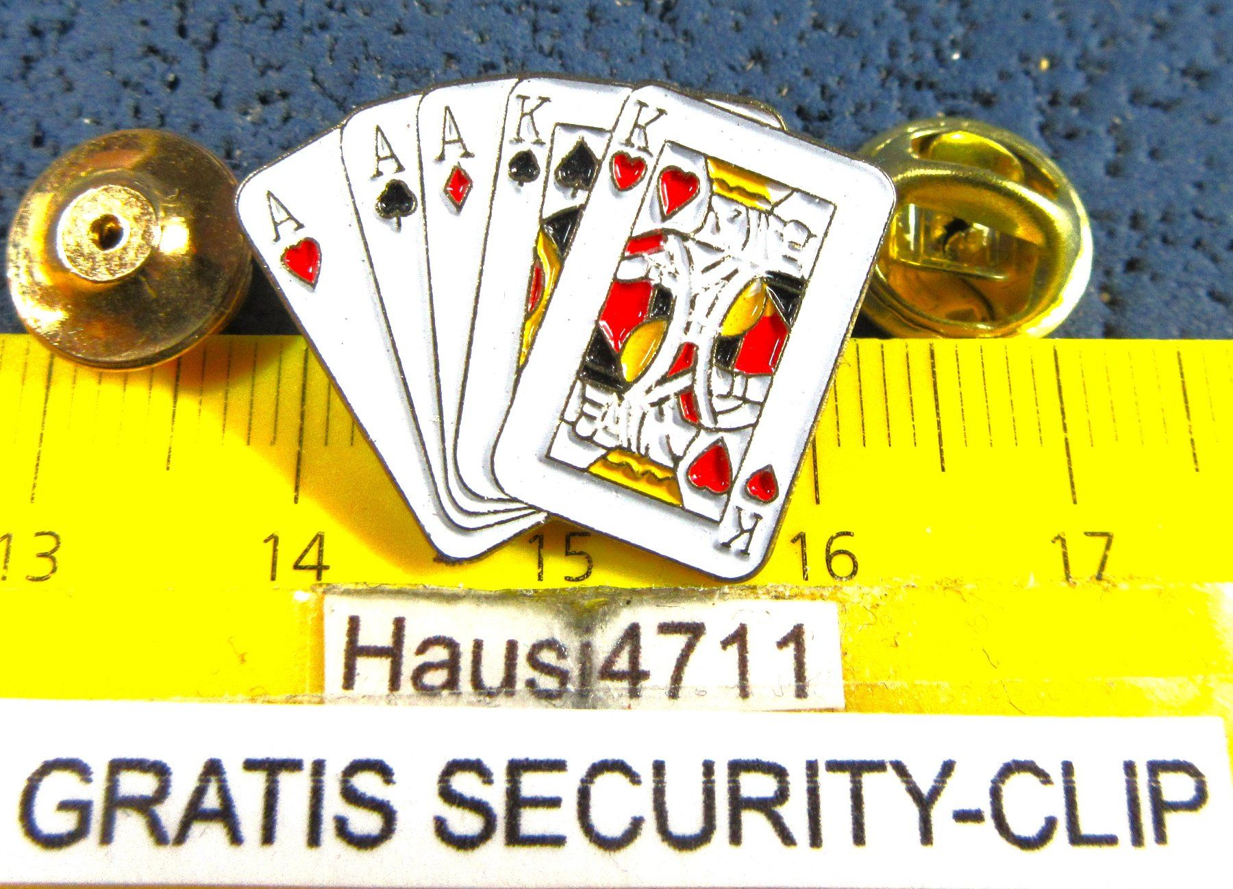 POKER FULLHOUSE KARTEN PIN GEPRÄGT MIT SECURITY-CLIP (Gebraucht) in ...