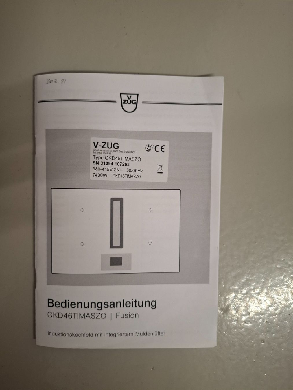 V-Zug Cucine: Induktionsherdplatte mit Dunstabzug – Usato da Schongau venduto da marioajenny 1