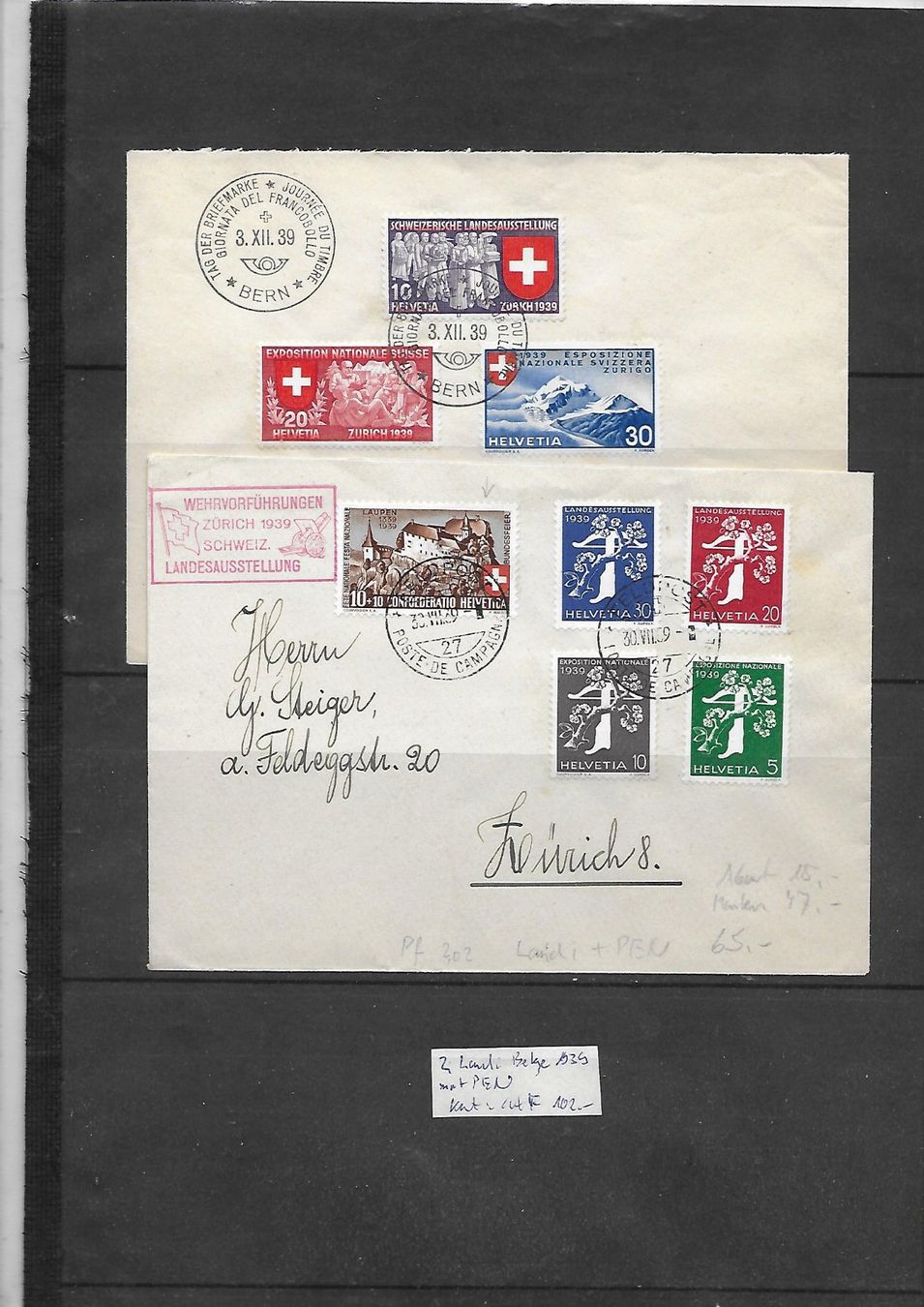 Tous les timbres: 2 Landi Belege  1939 Kat: CHF 102.- – D'occasion à Basel par Ilp