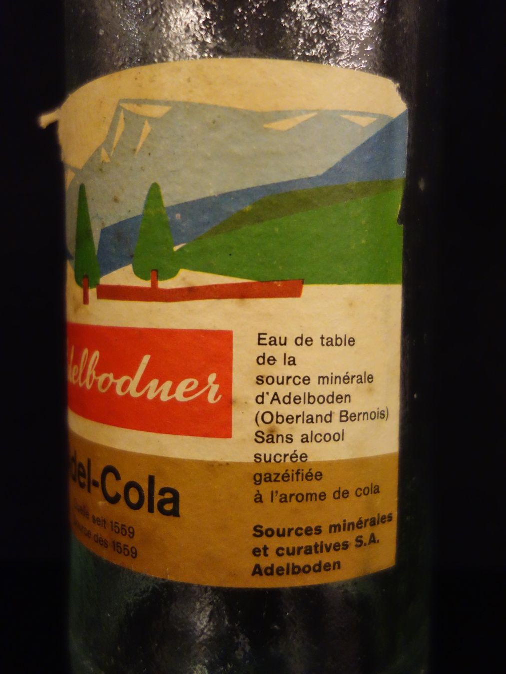 Verres, cruches & bouteilles: alte Flasche ADELBODNER ADEL - COLA 1961 – D'occasion à Kerzers par Flaschenposten 3