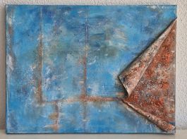 Abstraktes Acrylbild "Blaue Tiefe"