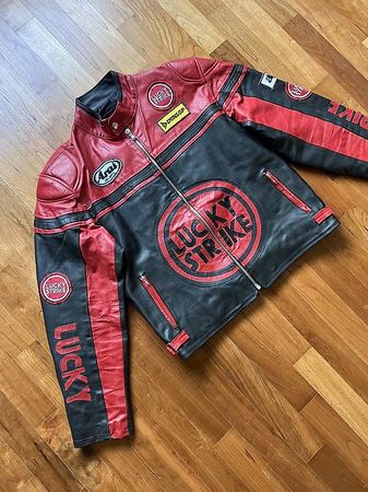 Lucky strike Lederjacke moto Giacca chaqueta Racing