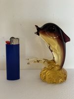 Glasfigur Delfin 🐬 gelb-braun H: 11 cm ohne Beschädigung