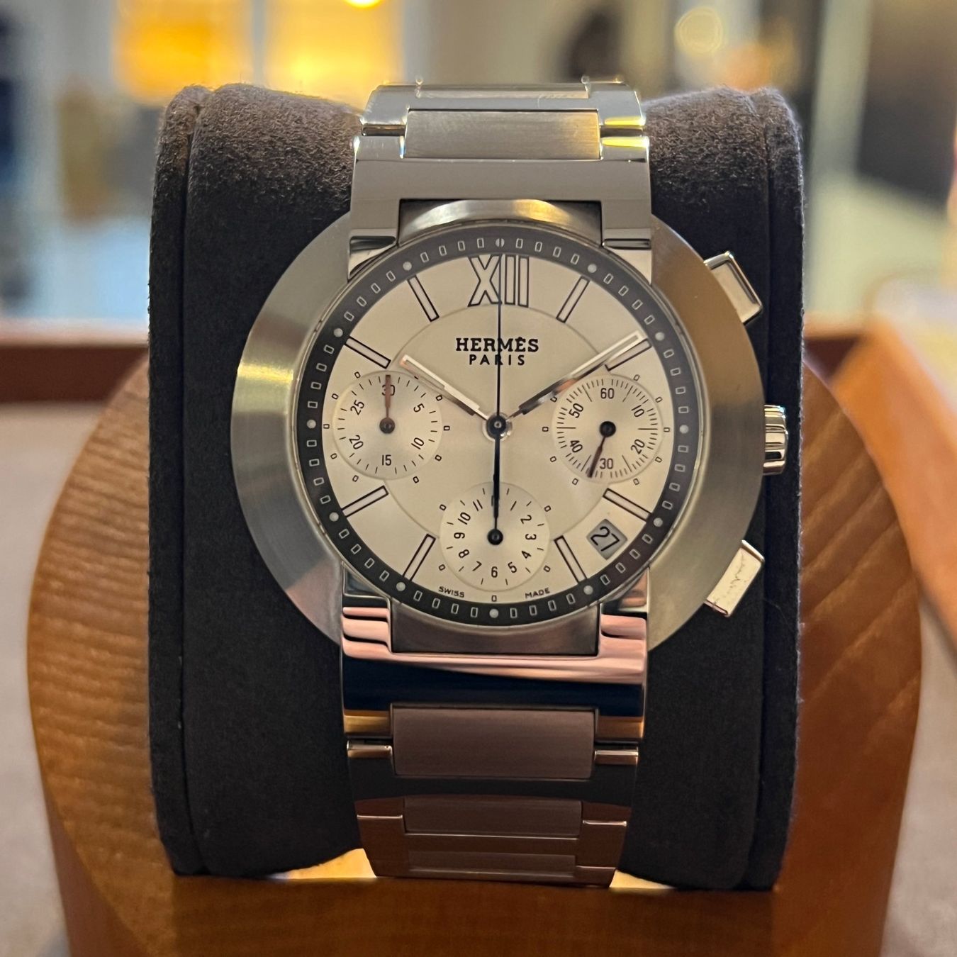 Hermès Orologi: Hermès Nomade Auto-Quartz Chronograph N01.910 – Usato da Carouge GE venduto da Watchaser