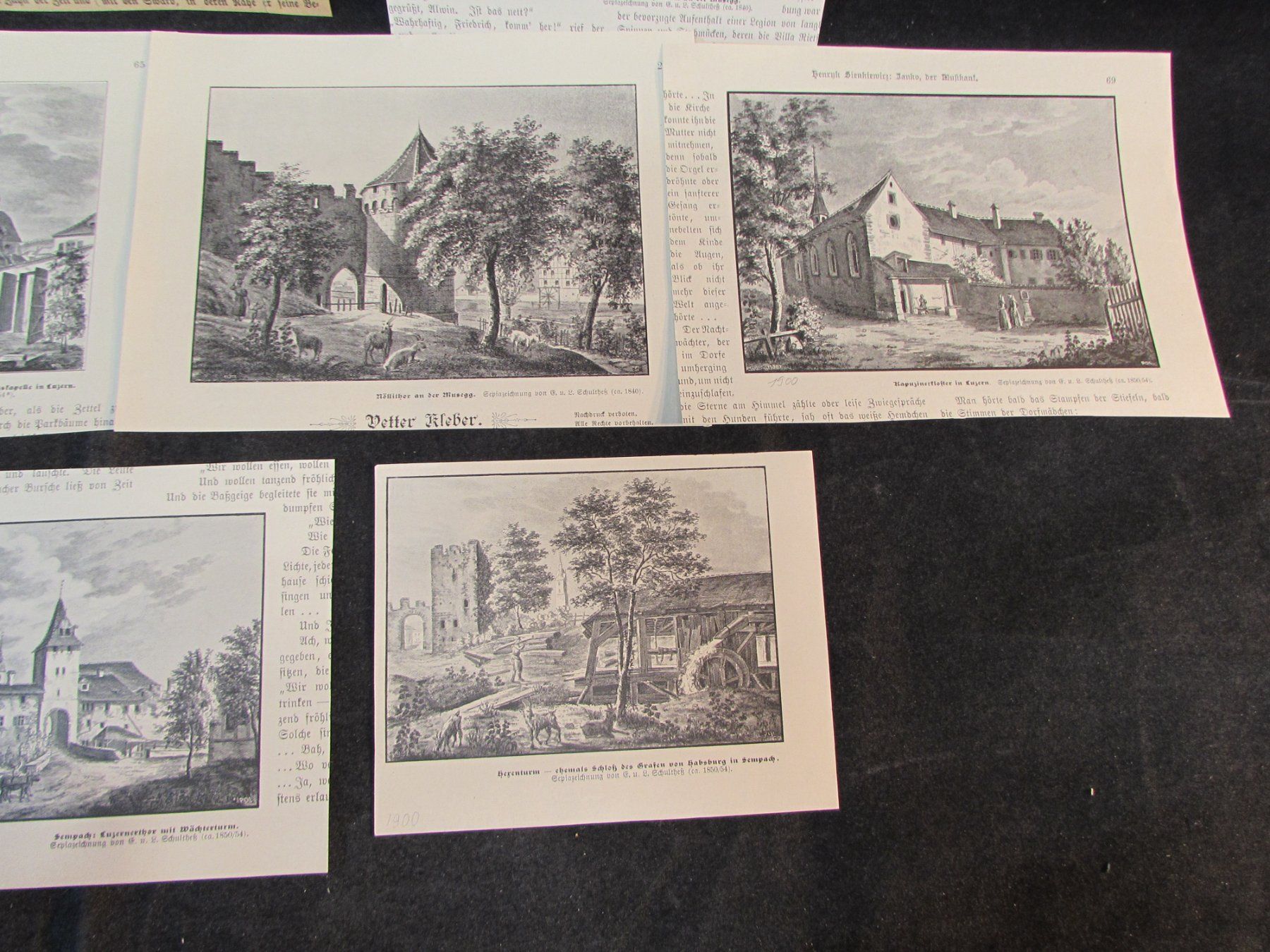 Grafica & Litografie: Luzern,Kloster,Burgen, 1900 – Usato da Walchwil venduto da Shells1 1