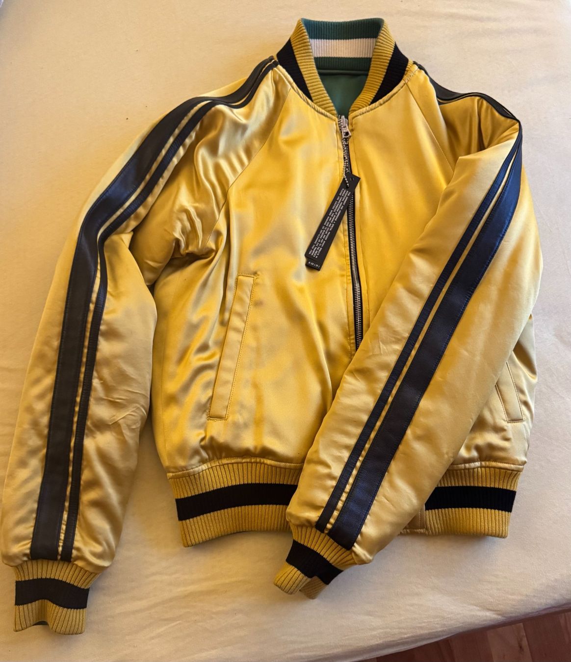 Amiri Jacken: Amiri Reversible Silk Bomber Jacket Gold/Green – Gebraucht aus Canobbio von kk_dee 1