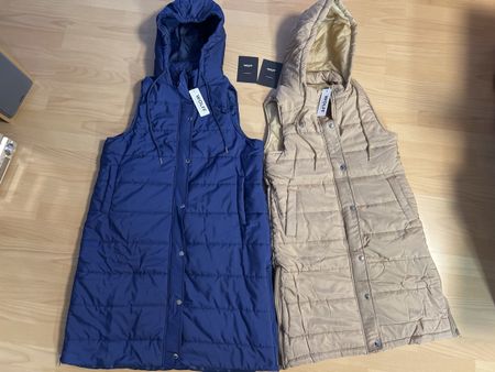 Longgiletjacken Damen Gr. M beige/ royalblau