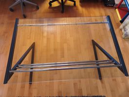 Schreibtisch Glasplatte Metallgestell Z-Form gebraucht