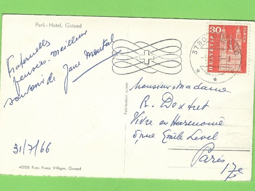 Cartoline postali: Park-Hotel, Gstaad – Usato da Zürich venduto da t24_de 1