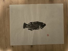 Original Tinte Fisch Gemälde Asiatische Kunst Gyotaku