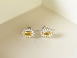 Elegante Ohrstecker mit Citrin und Zirkonia, neu