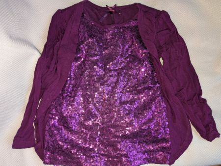 Mädchen Langarmshirt Grösse 110 Pailletten lila