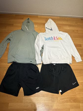2 Hoodies und 2 kurze Hosen Herren verschiedene Marken