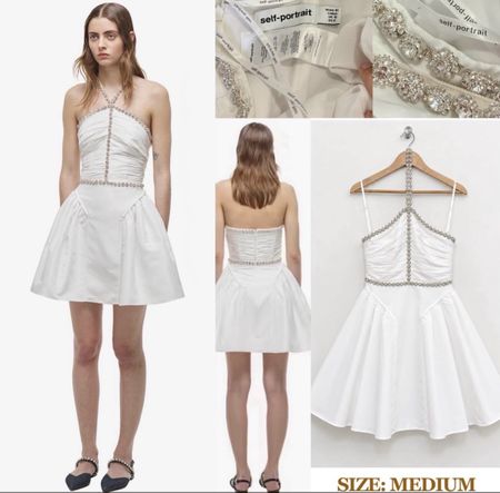 Self Portrait Diamante White Mini Dress