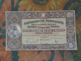 SUISSE  5  Francs  1942  (1743)  Billet
