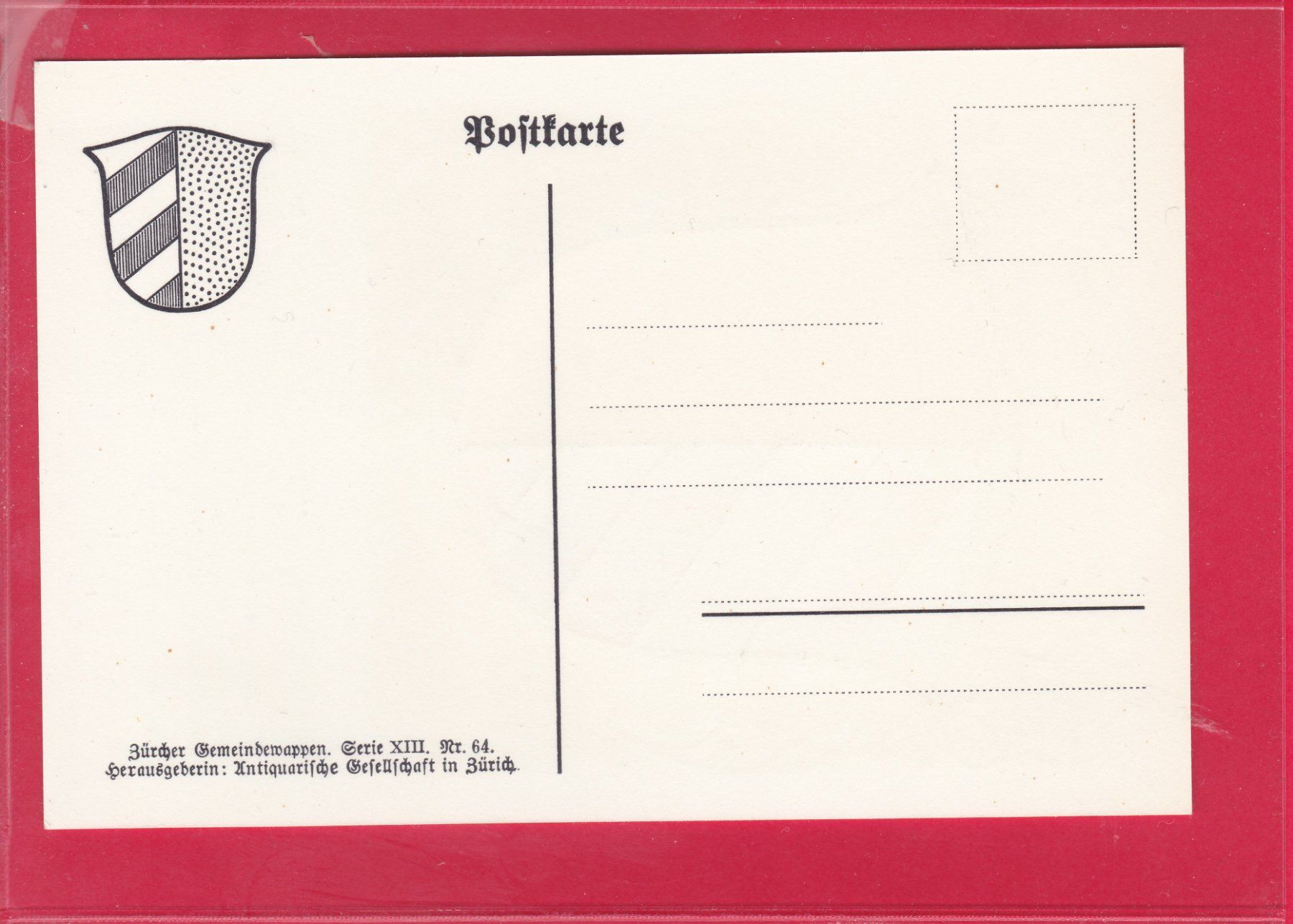Cartoline postali: ZÜRCHER GEMEINDEWAPPEN, TRÜLLIKON – Usato da Oberrieden venduto da Gebirgsstelze 1