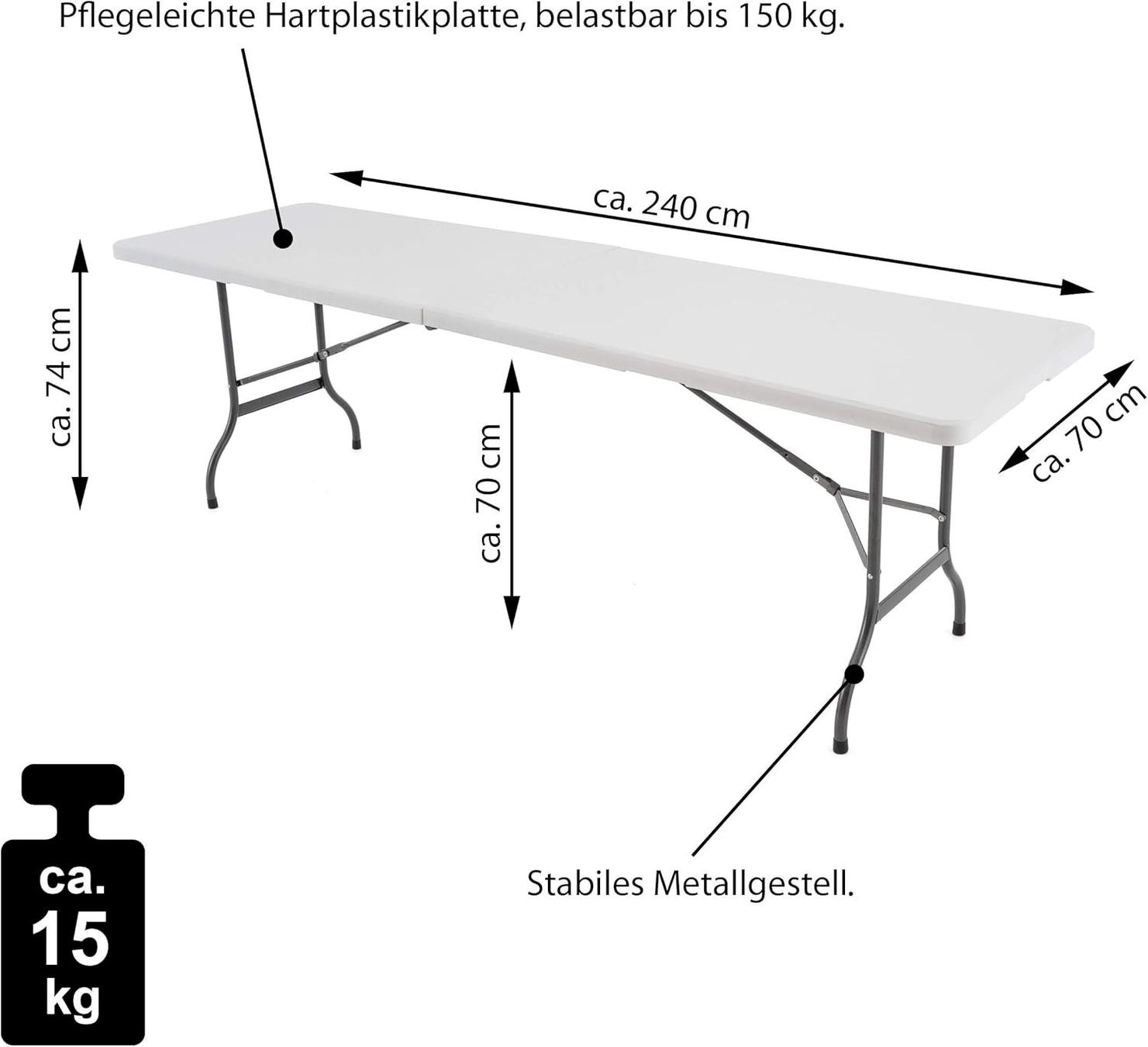 Tavoli da giardino: XXL Klapptisch Campingtisch 244 cm – Nuovo e nell'imballaggio originale da Bottighofen venduto da zaap 2