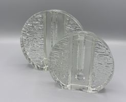 Walther Glas 2x Blockvase rund Solifleur Düsterhaus 70er