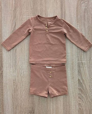 Geripptes Badeset von H&M, rostbeige, Grösse 68, wie NEU