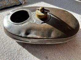 Alte Bettflasche Wärmeflasche aus Kupfer mit Ludenloch