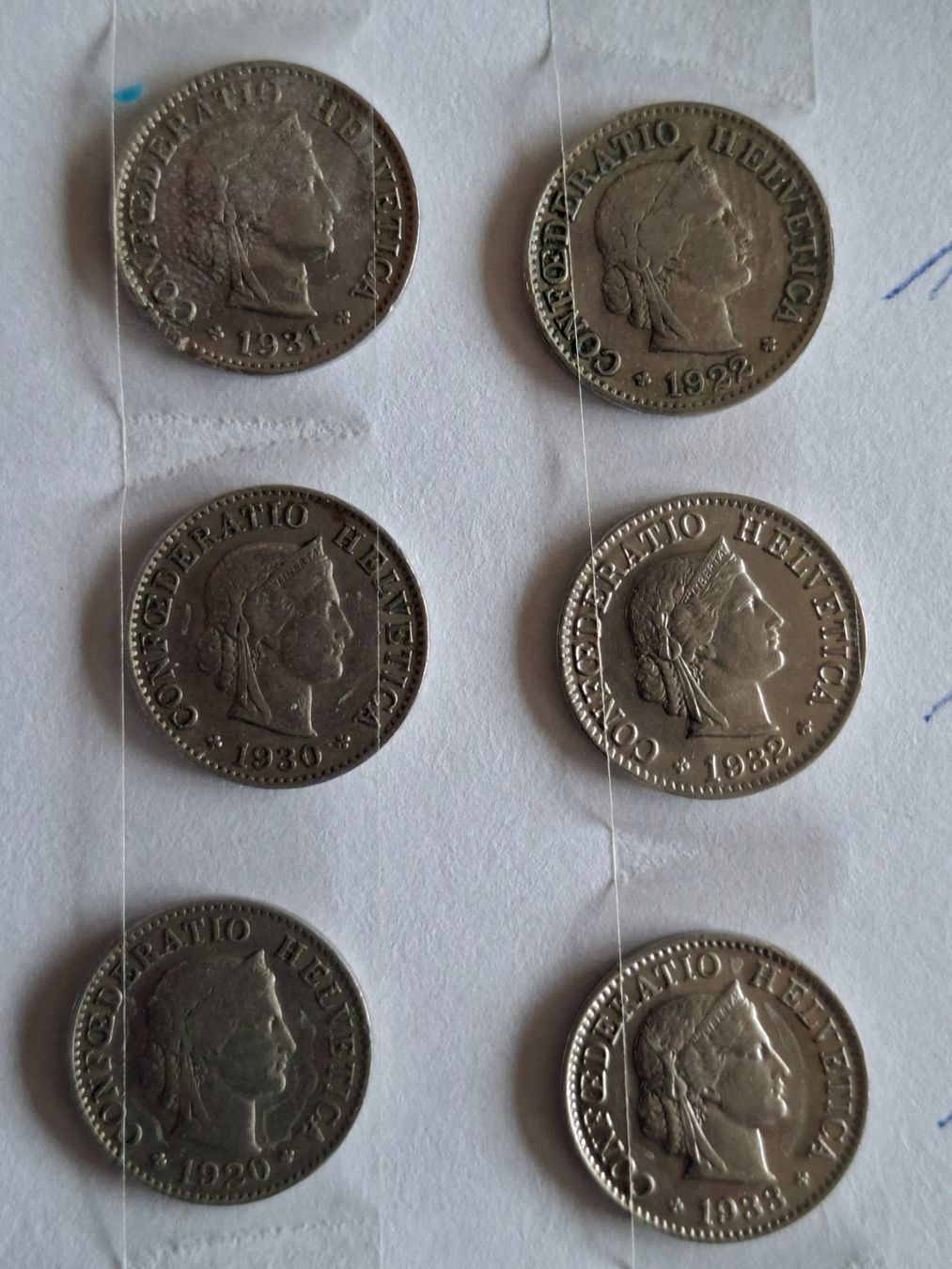 Tutti le monete: 5 Rappe 1920, 22, 30, 31, 32, 33 – Usato da Walliswil b.Wangen venduto da ern_b96j