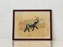 Gerahmtes Bild mit massivem Holzrahmen aus Teakholz, 1950er