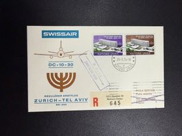 Swissair Erstflugbrief Zürich - Tel Aviv ab UNO 1974