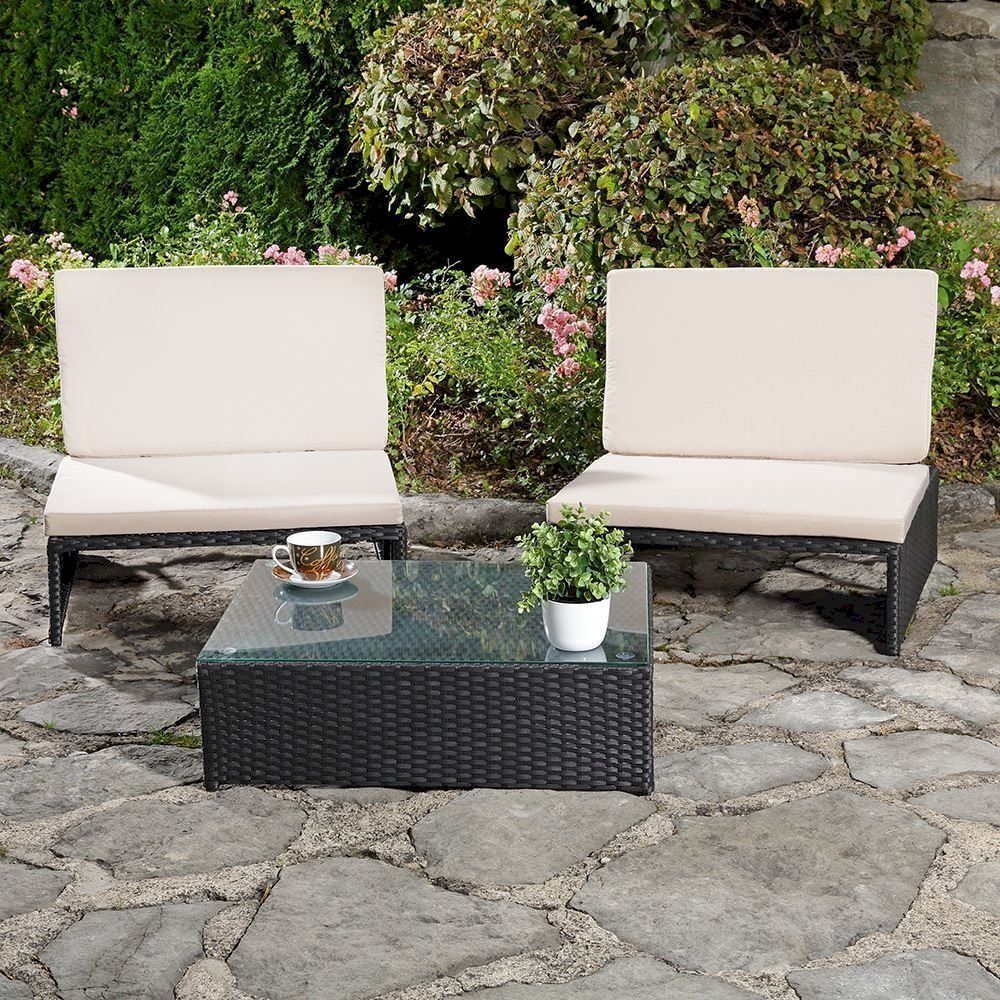 Liegen & Liegestühle: Polyrattan Gartenset - 2 Sessel + Tisch – Neu und originalverpackt aus Bottighofen von zaap